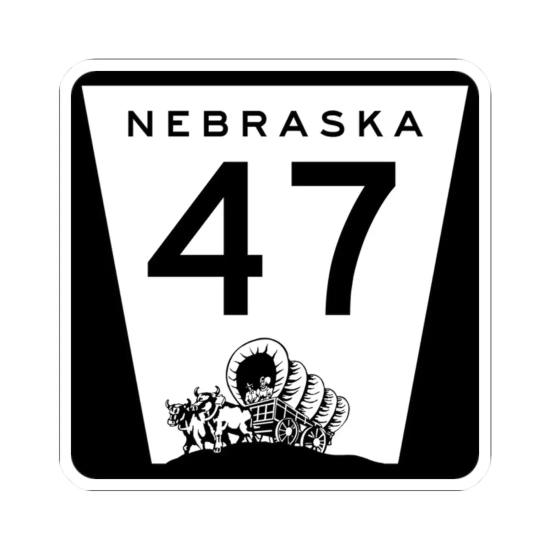 N-47 (Nebraska) (Road Sign) STICKER Vinyl Kiss-Cut Decal 2 Inch White - The Sticker Space