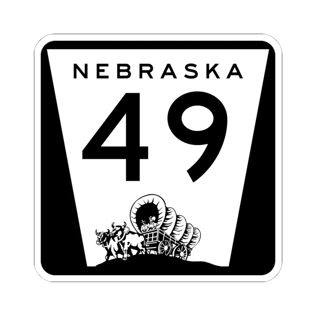 N-49 (Nebraska) (Road Sign) STICKER Vinyl Kiss-Cut Decal 6 Inch White - The Sticker Space