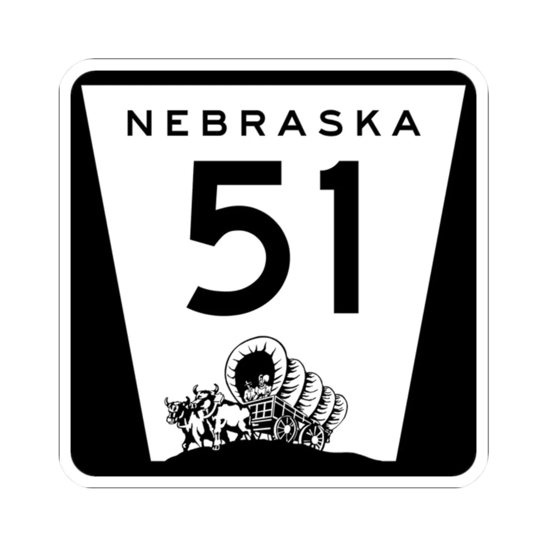 N-51 (Nebraska) (Road Sign) STICKER Vinyl Kiss-Cut Decal 2 Inch White - The Sticker Space