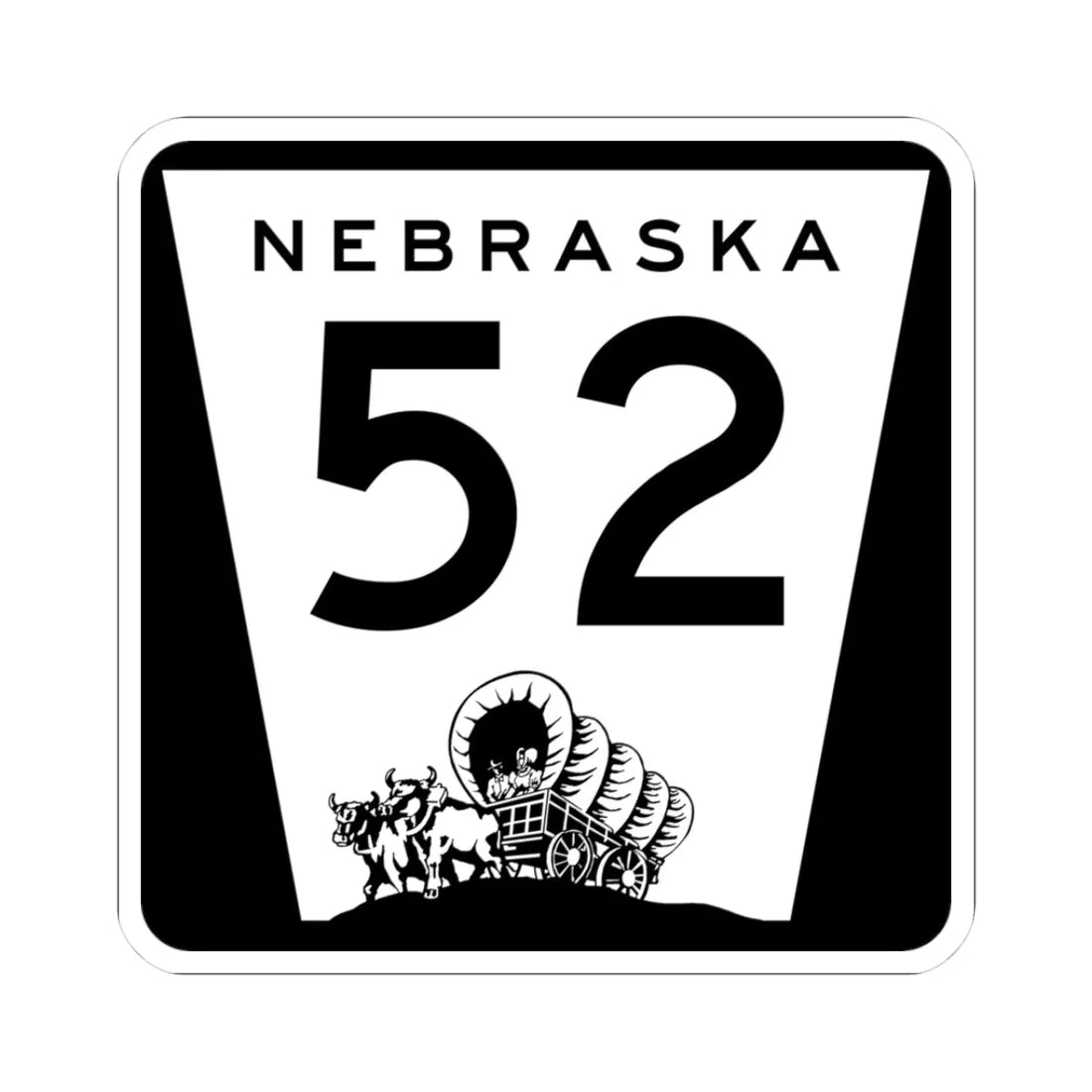 N-52 (Nebraska) (Road Sign) STICKER Vinyl Kiss-Cut Decal 3 Inch White - The Sticker Space