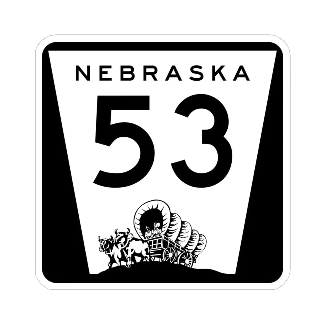N-53 (Nebraska) (Road Sign) STICKER Vinyl Kiss-Cut Decal 4 Inch White - The Sticker Space