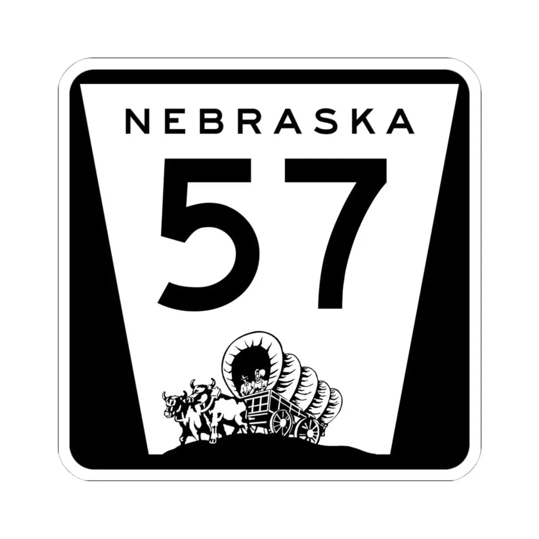 N-57 (Nebraska) (Road Sign) STICKER Vinyl Kiss-Cut Decal 4 Inch White - The Sticker Space