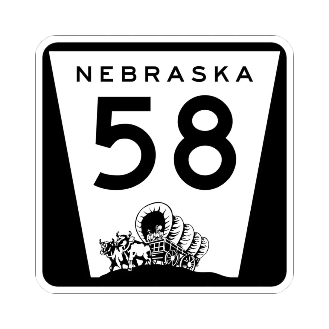 N-58 (Nebraska) (Road Sign) STICKER Vinyl Kiss-Cut Decal 3 Inch White - The Sticker Space
