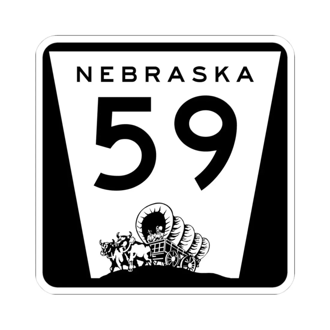 N-59 (Nebraska) (Road Sign) STICKER Vinyl Kiss-Cut Decal 3 Inch White - The Sticker Space