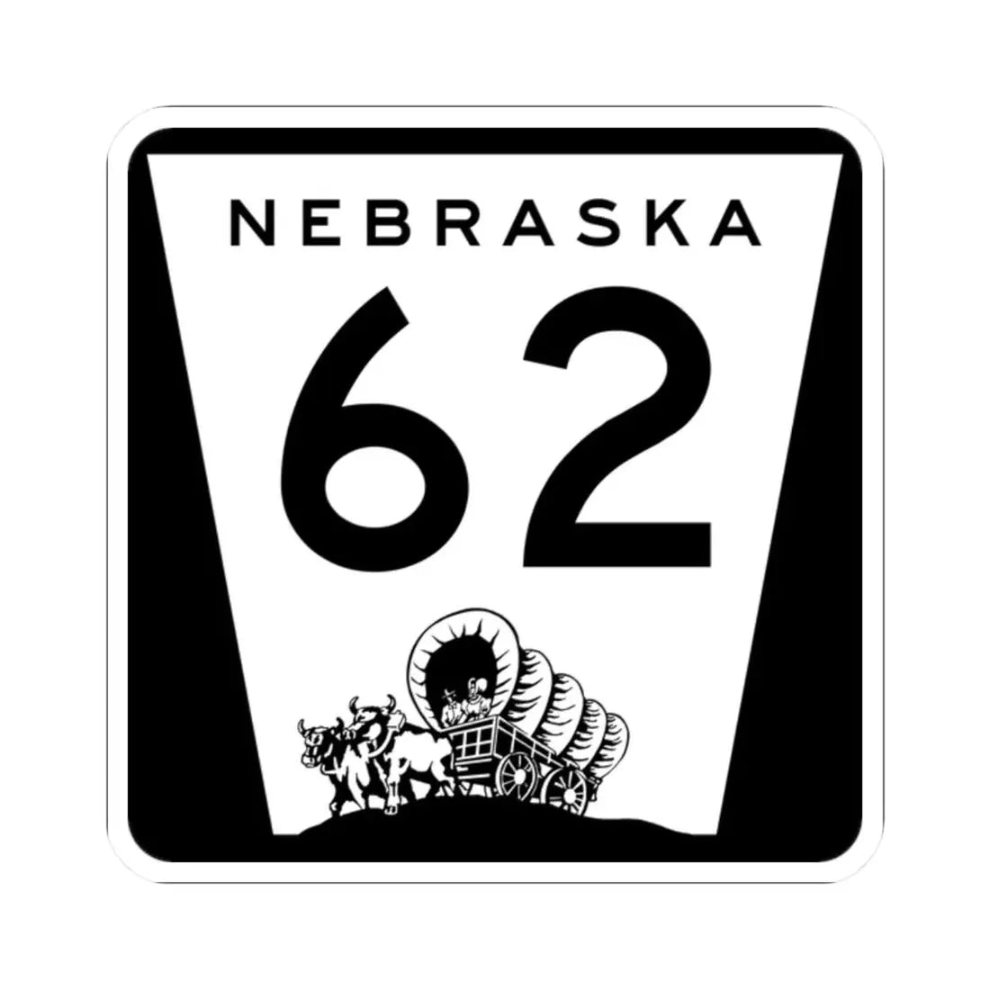 N-62 (Nebraska) (Road Sign) STICKER Vinyl Kiss-Cut Decal 2 Inch White - The Sticker Space
