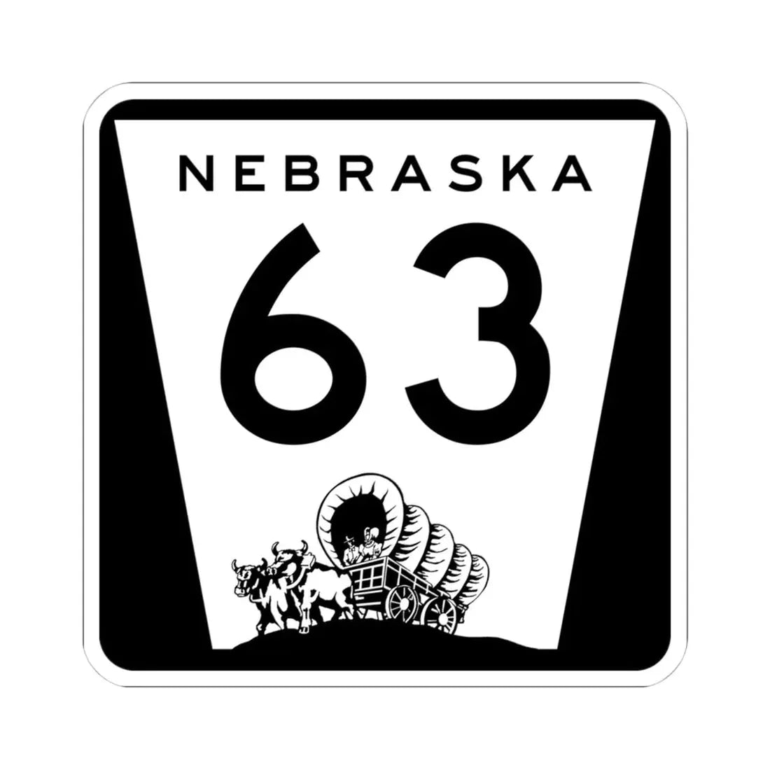 N-63 (Nebraska) (Road Sign) STICKER Vinyl Kiss-Cut Decal 4 Inch White - The Sticker Space