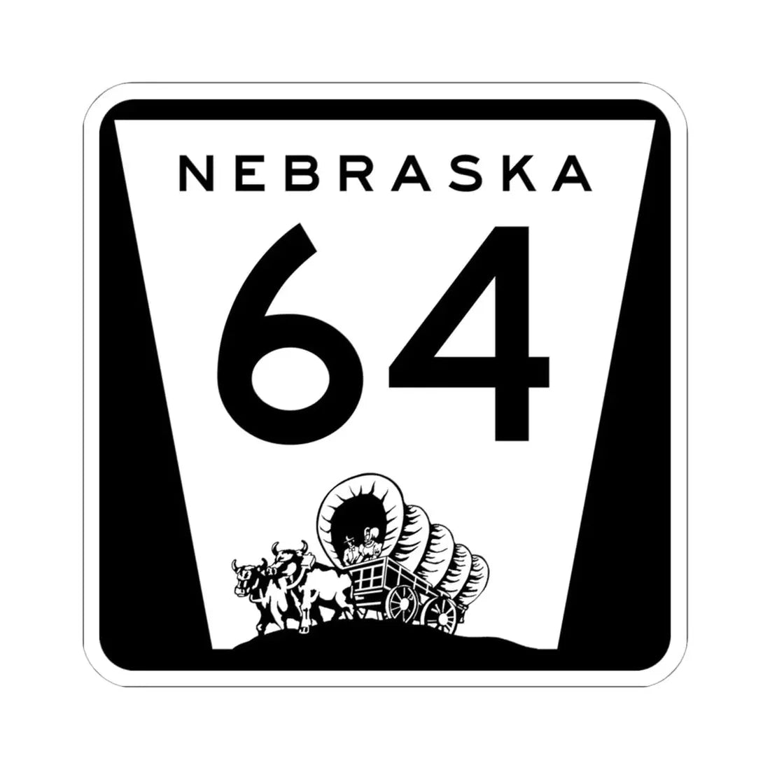 N-64 (Nebraska) (Road Sign) STICKER Vinyl Kiss-Cut Decal 6 Inch White - The Sticker Space