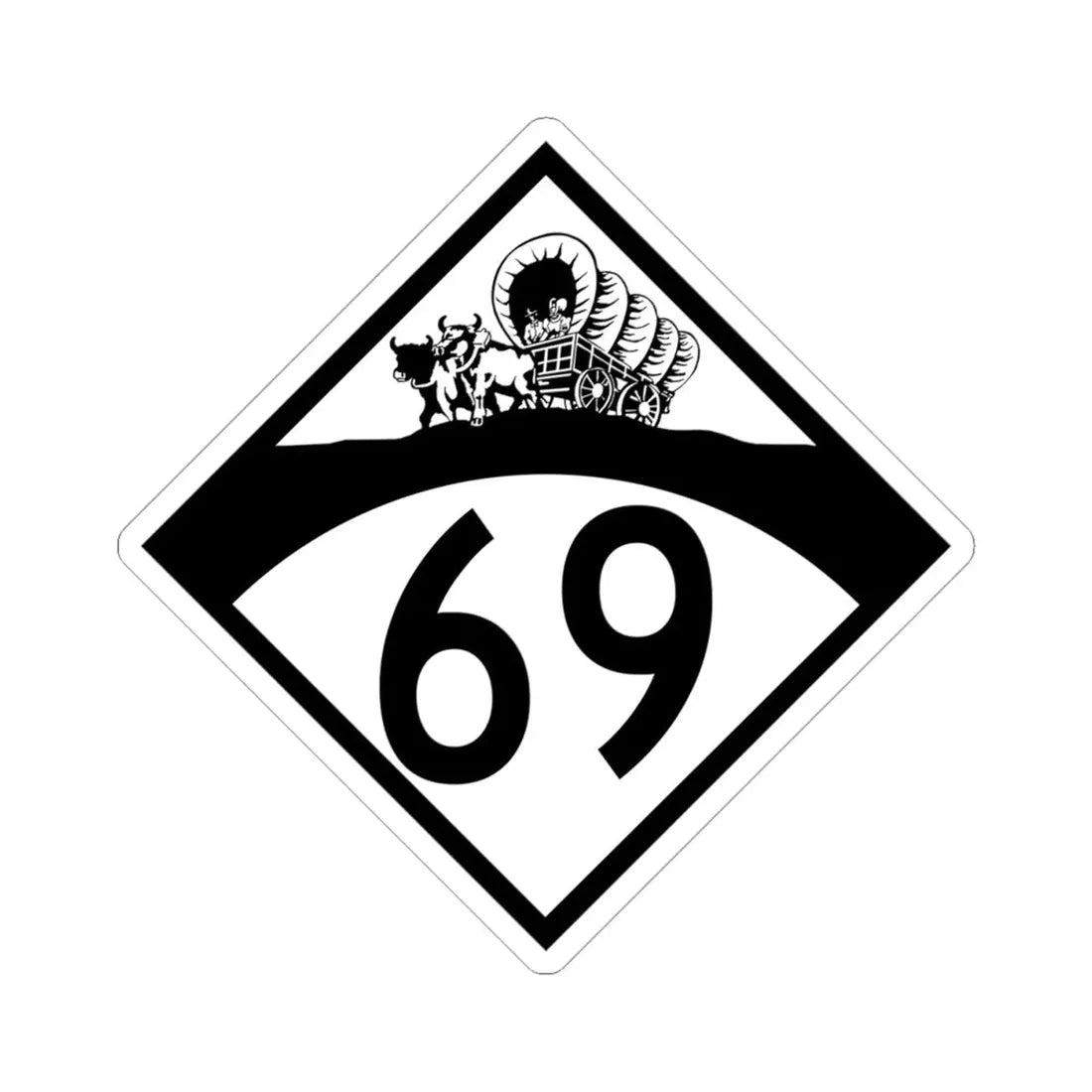 N-69 1950 (Nebraska) (Road Sign) STICKER Vinyl Kiss-Cut Decal 4 Inch White - The Sticker Space