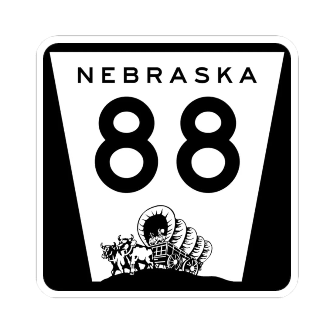 N-88 (Nebraska) (Road Sign) STICKER Vinyl Kiss-Cut Decal 2 Inch White - The Sticker Space
