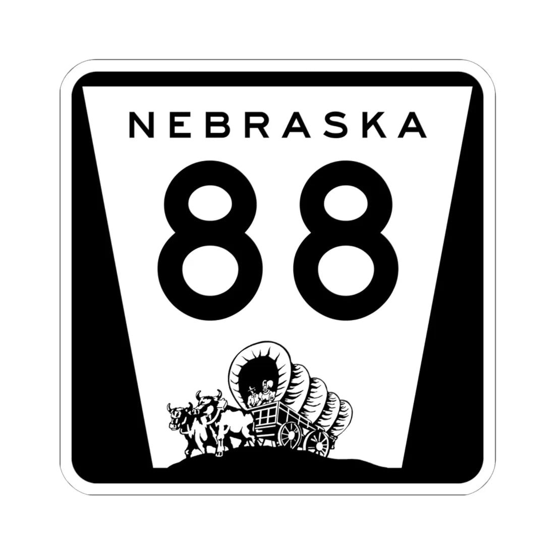 N-88 (Nebraska) (Road Sign) STICKER Vinyl Kiss-Cut Decal 6 Inch White - The Sticker Space