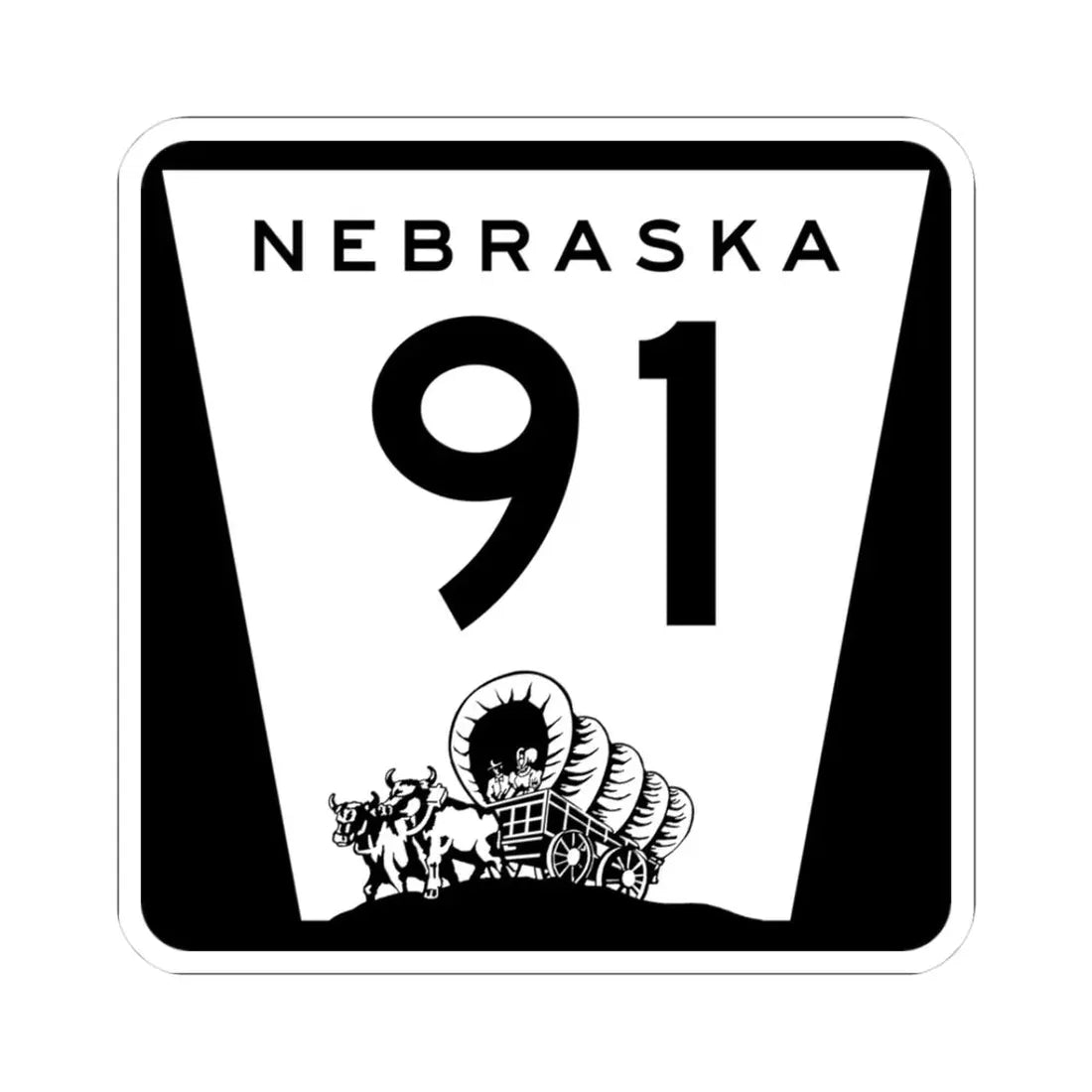 N-91 (Nebraska) (Road Sign) STICKER Vinyl Kiss-Cut Decal 3 Inch White - The Sticker Space