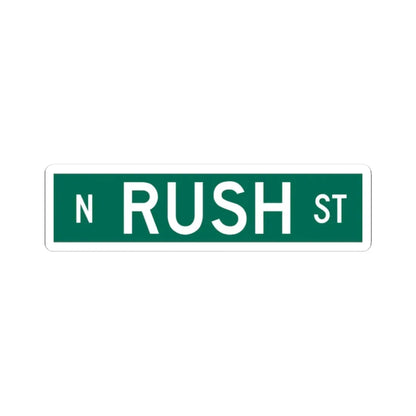 N Rush St Chicago (Illinois) (Road Sign) STICKER Vinyl Kiss-Cut Decal 2 Inch White - The Sticker Space