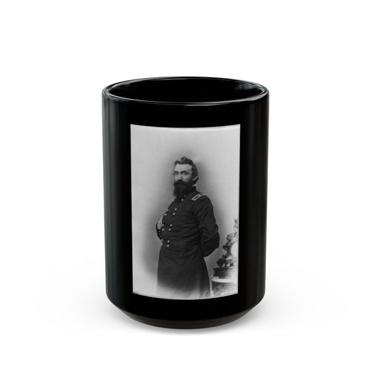 N. Kimball, Three-Quarter Length Portrait, Standing, Facing Left; With Right Hand Inside His Coat And Left Hand Behind Himself (U.S. Civil War) Black Coffee Mug-15oz-The Sticker Space