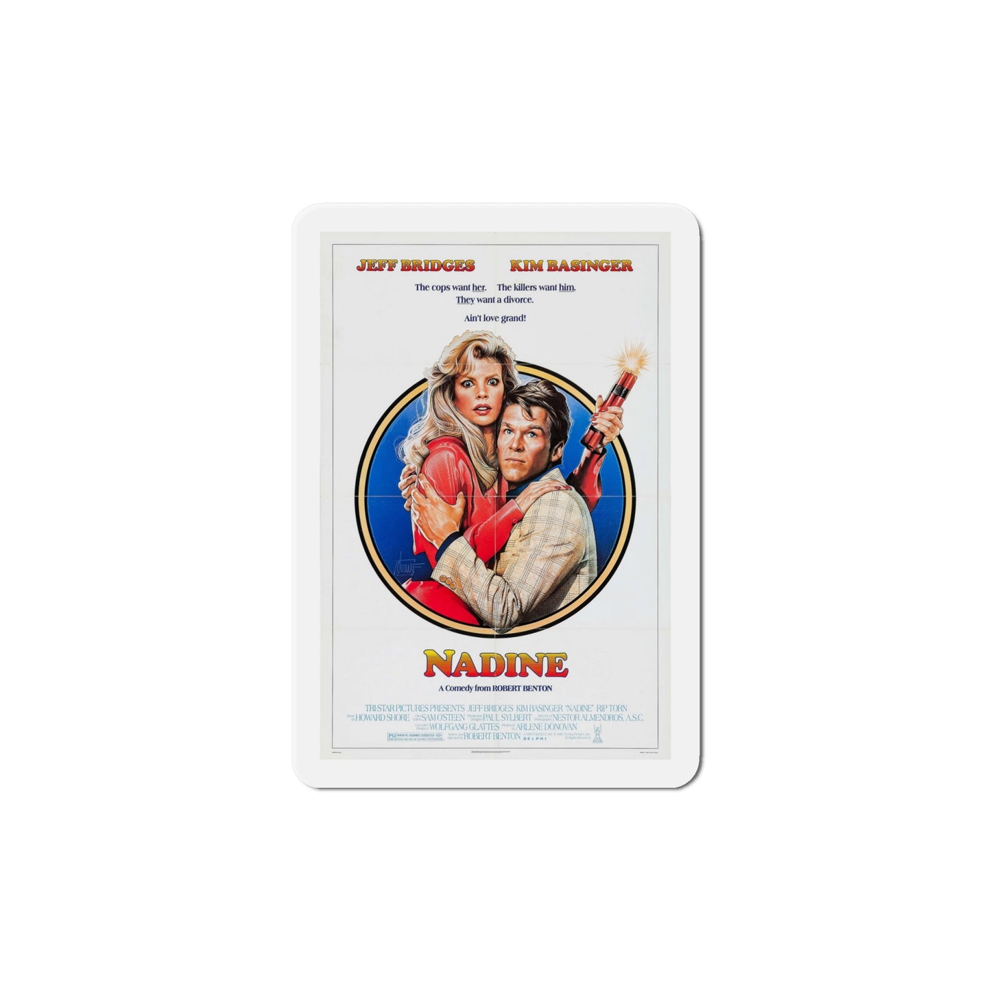 Nadine 1987 Movie Poster Die-Cut Magnet-6 × 6"-The Sticker Space