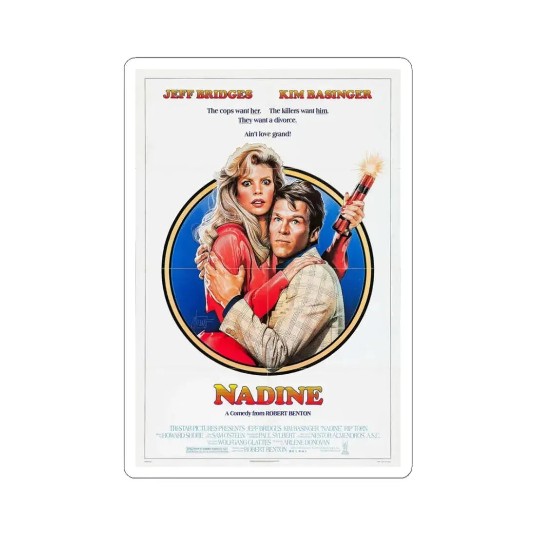 Nadine 1987 Movie Poster - STICKER Vinyl Kiss-Cut Decal 3 Inch White - The Sticker Space