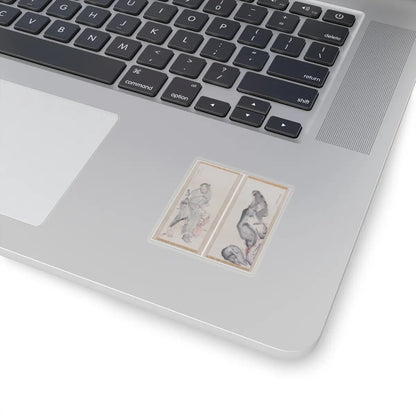 Nagasawa Rosetsu - Monkey on a Rock; Monkey Trainer with Chinese Children and Puppy - late 1790s v1 - STICKER Vinyl Kiss-Cut Decal