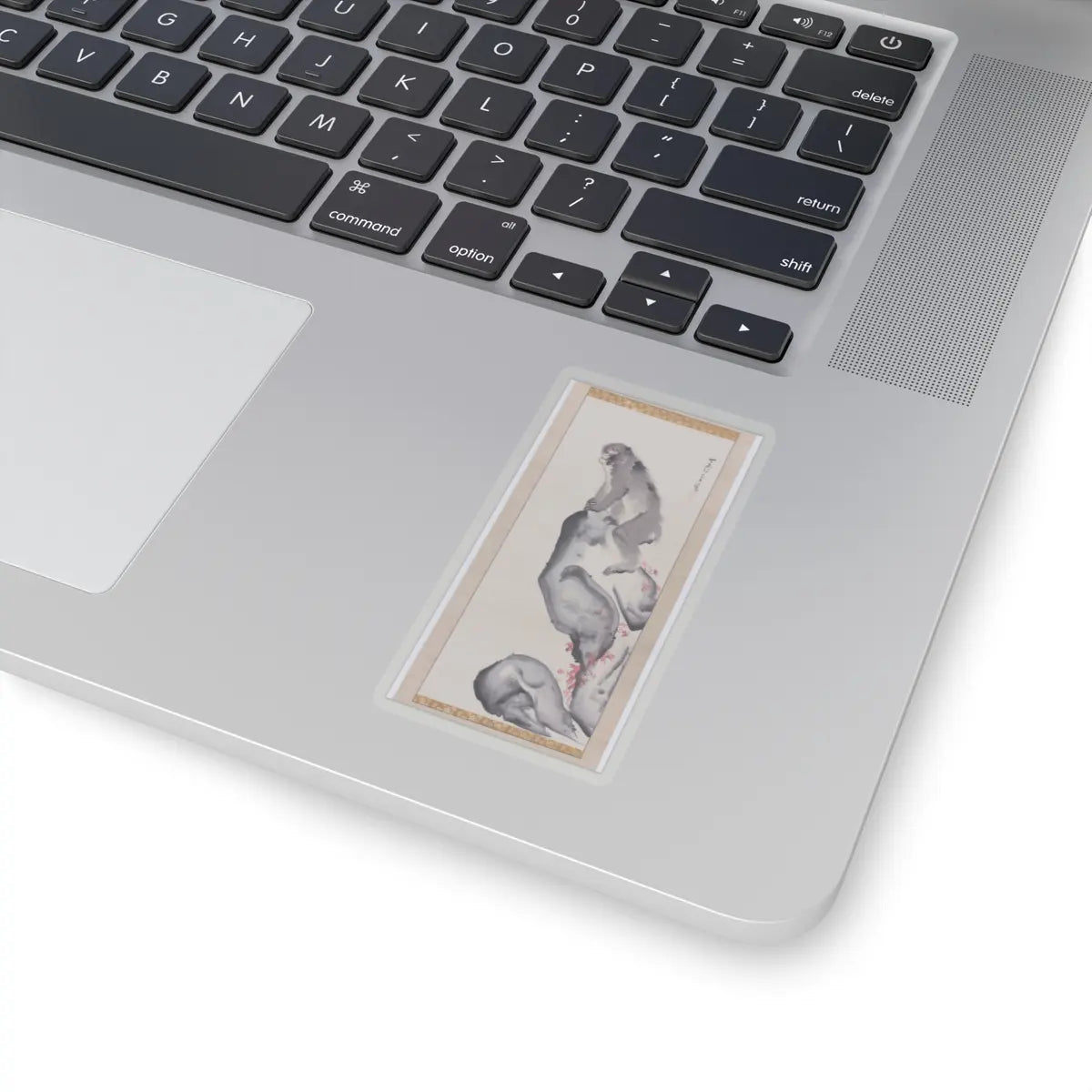 Nagasawa Rosetsu - Monkey on a Rock; Monkey Trainer with Chinese Children and Puppy - late 1790s v2 - STICKER Vinyl Kiss-Cut Decal
