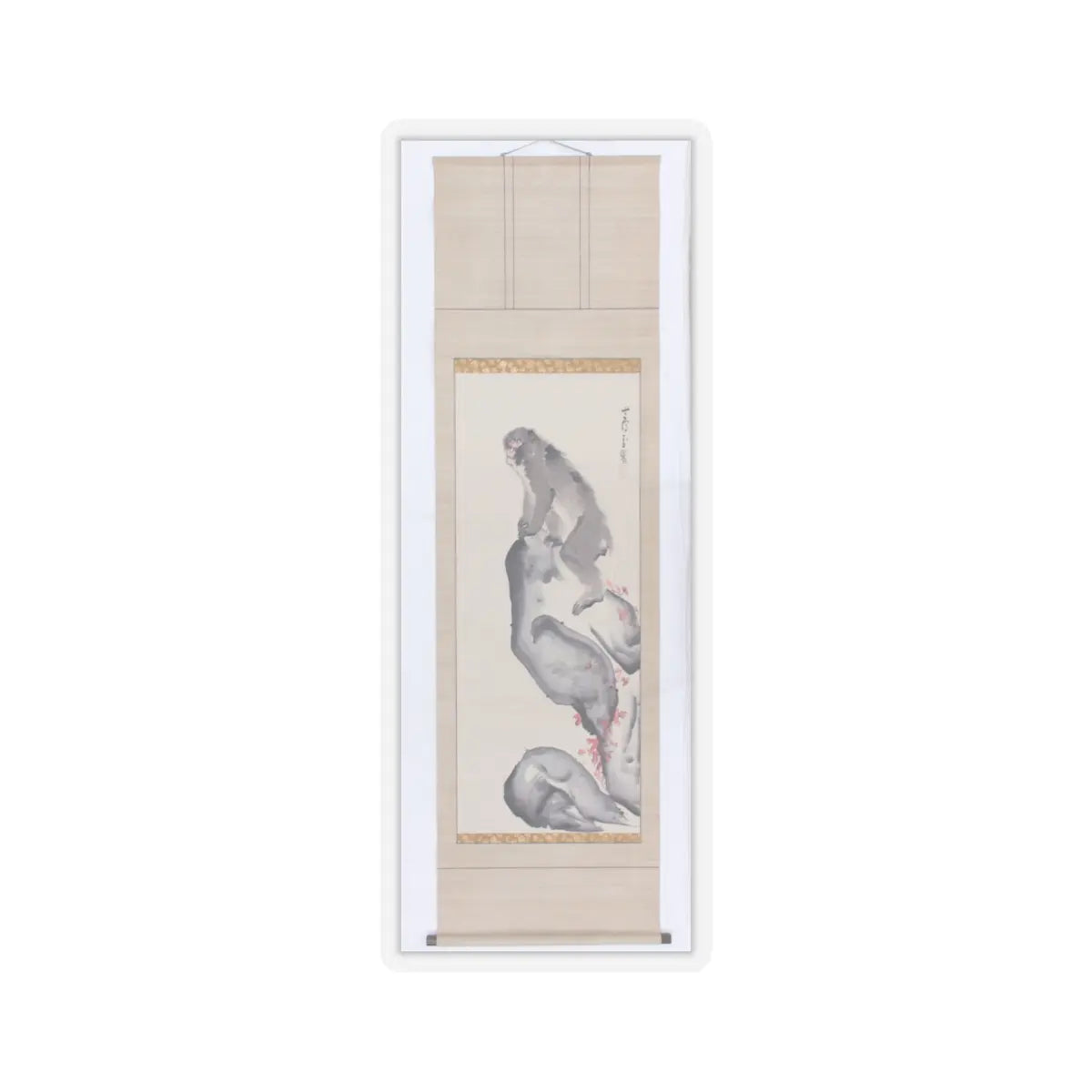 Nagasawa Rosetsu - Monkey on a Rock; Monkey Trainer with Chinese Children and Puppy - late 1790s v3 - STICKER Vinyl Kiss-Cut Decal