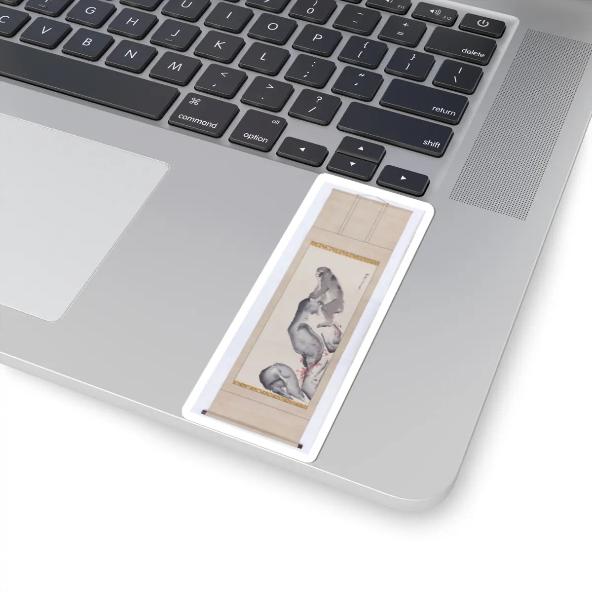 Nagasawa Rosetsu - Monkey on a Rock; Monkey Trainer with Chinese Children and Puppy - late 1790s v3 - STICKER Vinyl Kiss-Cut Decal