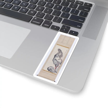 Nagasawa Rosetsu - Monkey on a Rock; Monkey Trainer with Chinese Children and Puppy - late 1790s v3 - STICKER Vinyl Kiss-Cut Decal