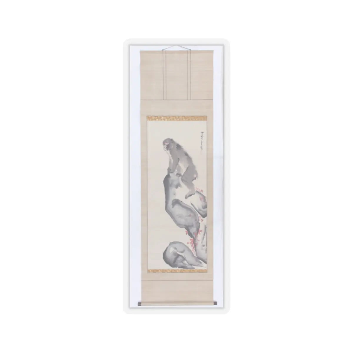 Nagasawa Rosetsu - Monkey on a Rock; Monkey Trainer with Chinese Children and Puppy - late 1790s v3 - STICKER Vinyl Kiss-Cut Decal