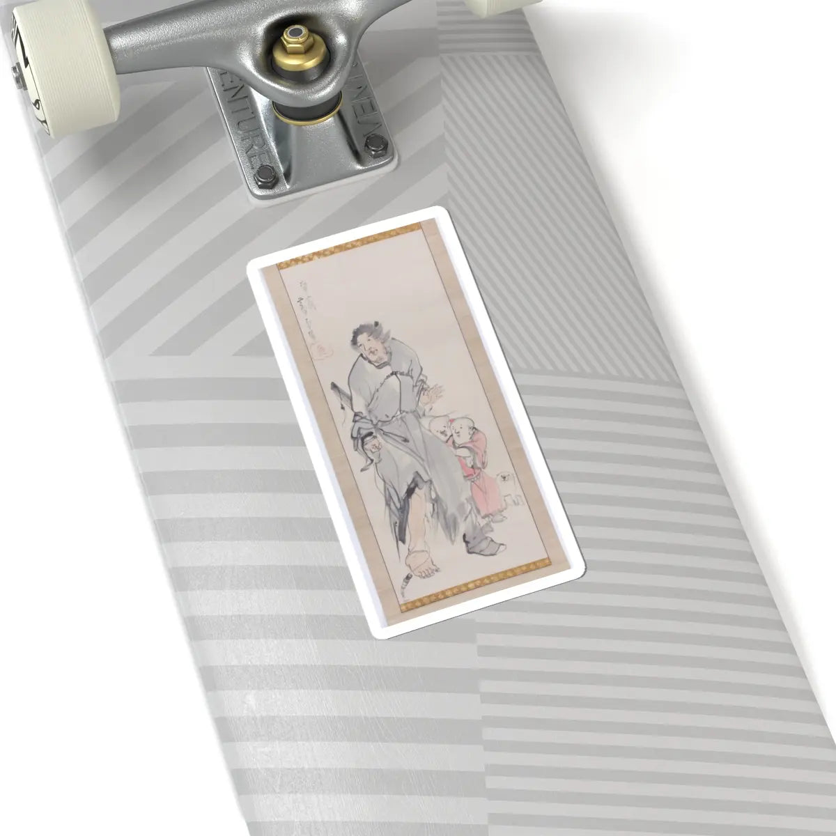 Nagasawa Rosetsu - Monkey on a Rock; Monkey Trainer with Chinese Children and Puppy - late 1790s v4 - STICKER Vinyl Kiss-Cut Decal