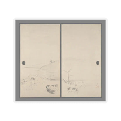 Nagasawa Rosetsu 長澤蘆雪 - Puppies in the Snow - 1792–99 v1 - STICKER Vinyl Kiss-Cut Decal