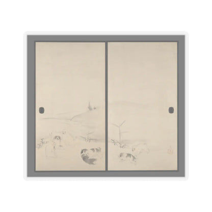 Nagasawa Rosetsu 長澤蘆雪 - Puppies in the Snow - 1792–99 v1 - STICKER Vinyl Kiss-Cut Decal