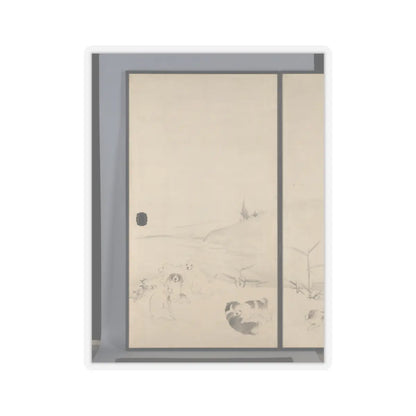 Nagasawa Rosetsu 長澤蘆雪 - Puppies in the Snow - 1792–99 v4 - STICKER Vinyl Kiss-Cut Decal