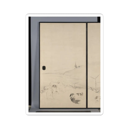 Nagasawa Rosetsu 長澤蘆雪 - Puppies in the Snow - 1792–99 v4 - STICKER Vinyl Kiss-Cut Decal