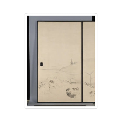 Nagasawa Rosetsu 長澤蘆雪 - Puppies in the Snow - 1792–99 v4 - STICKER Vinyl Kiss-Cut Decal