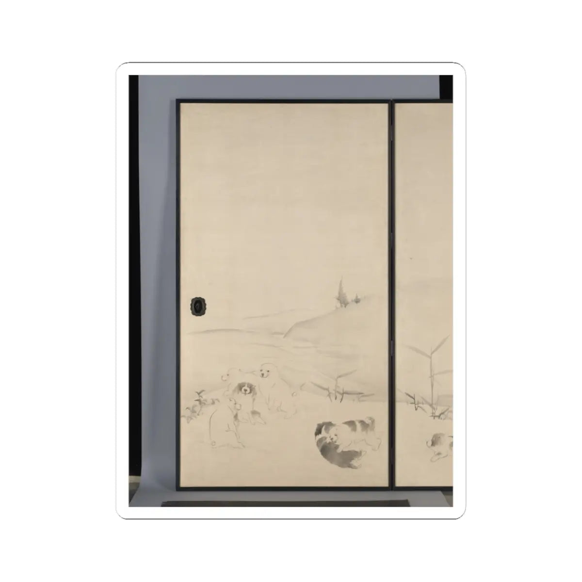 Nagasawa Rosetsu 長澤蘆雪 - Puppies in the Snow - 1792–99 v4 - STICKER Vinyl Kiss-Cut Decal