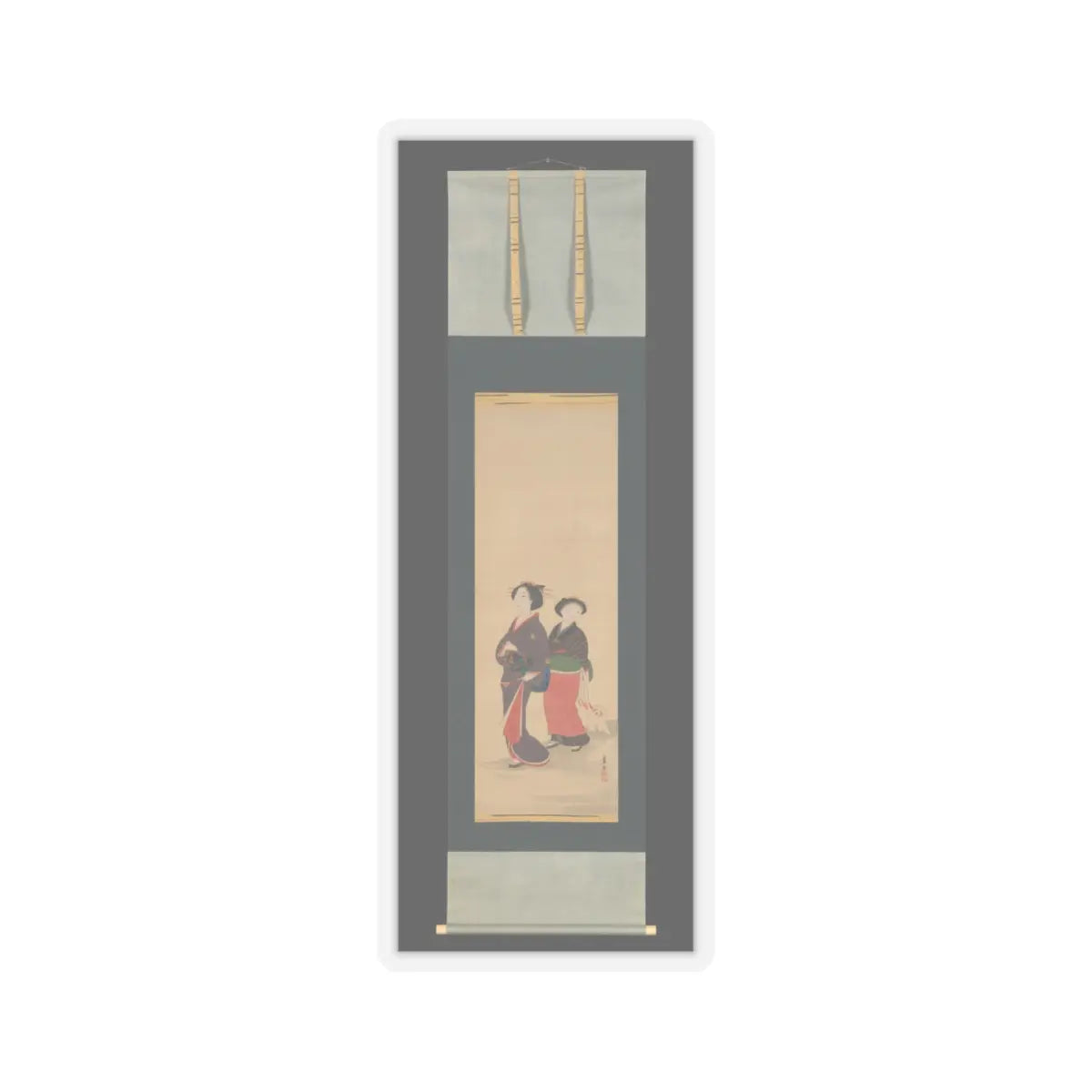 Nagasawa Rosetsu 長澤蘆雪 - Two Women and a Puppy - 1787–88 v2 - STICKER Vinyl Kiss-Cut Decal