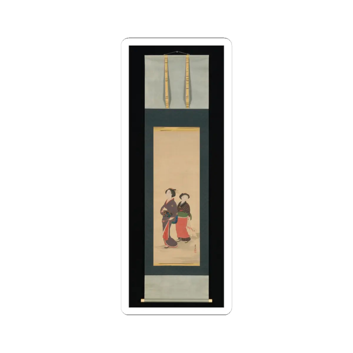 Nagasawa Rosetsu 長澤蘆雪 - Two Women and a Puppy - 1787–88 v2 - STICKER Vinyl Kiss-Cut Decal