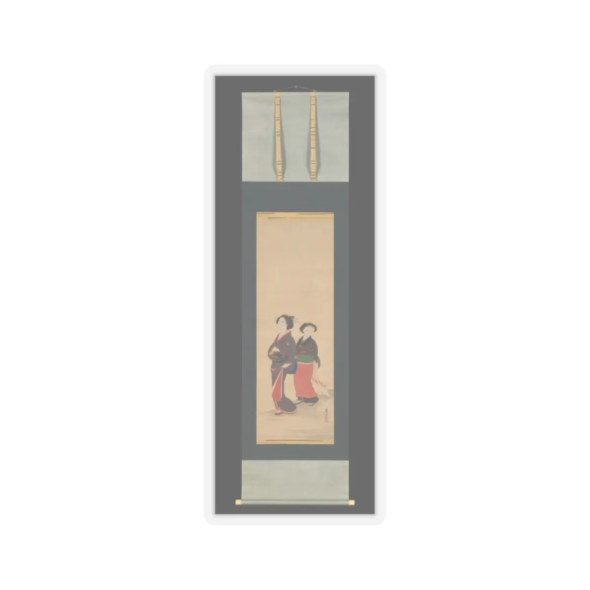 Nagasawa Rosetsu 長澤蘆雪 - Two Women and a Puppy - 1787–88 v2 - STICKER Vinyl Kiss-Cut Decal