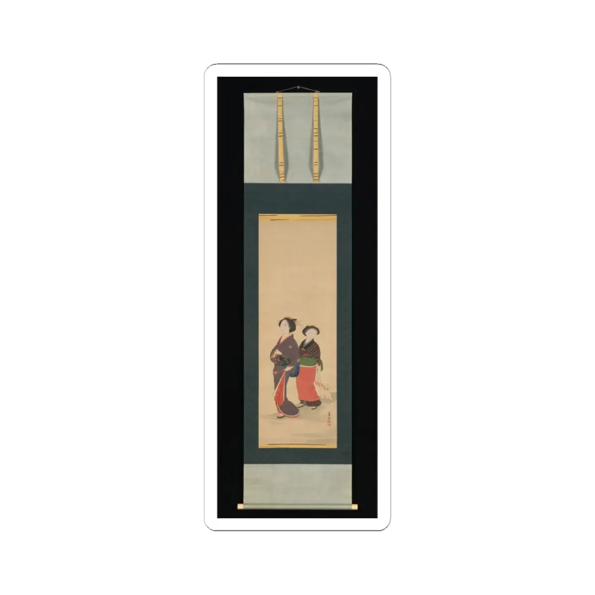 Nagasawa Rosetsu 長澤蘆雪 - Two Women and a Puppy - 1787–88 v2 - STICKER Vinyl Kiss-Cut Decal