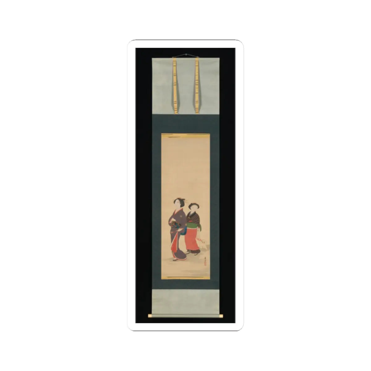 Nagasawa Rosetsu 長澤蘆雪 - Two Women and a Puppy - 1787–88 v2 - STICKER Vinyl Kiss-Cut Decal