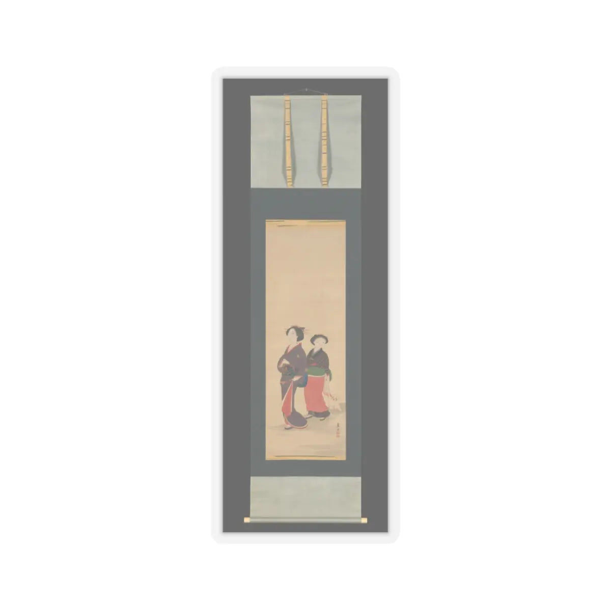Nagasawa Rosetsu 長澤蘆雪 - Two Women and a Puppy - 1787–88 v2 - STICKER Vinyl Kiss-Cut Decal