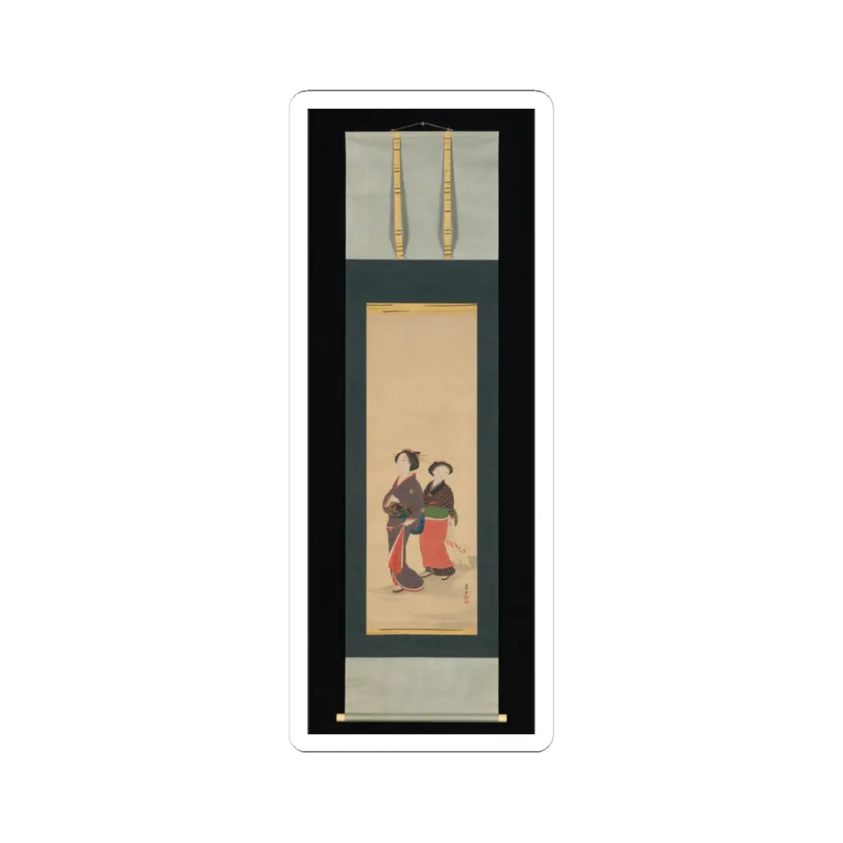 Nagasawa Rosetsu 長澤蘆雪 - Two Women and a Puppy - 1787–88 v2 - STICKER Vinyl Kiss-Cut Decal