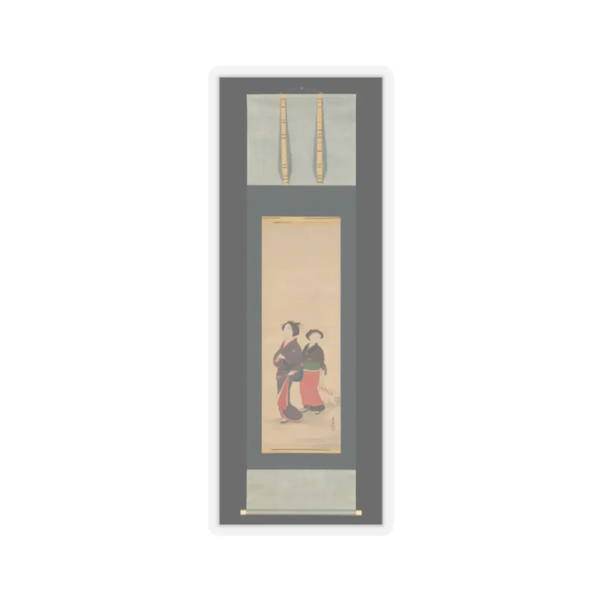 Nagasawa Rosetsu 長澤蘆雪 - Two Women and a Puppy - 1787–88 v2 - STICKER Vinyl Kiss-Cut Decal
