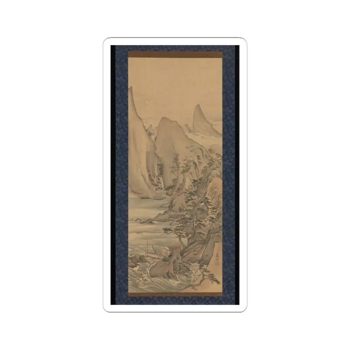 Nagasawa Roshū 長澤蘆洲 - Boat under the Moon - early 19th century v1 - STICKER Vinyl Kiss-Cut Decal