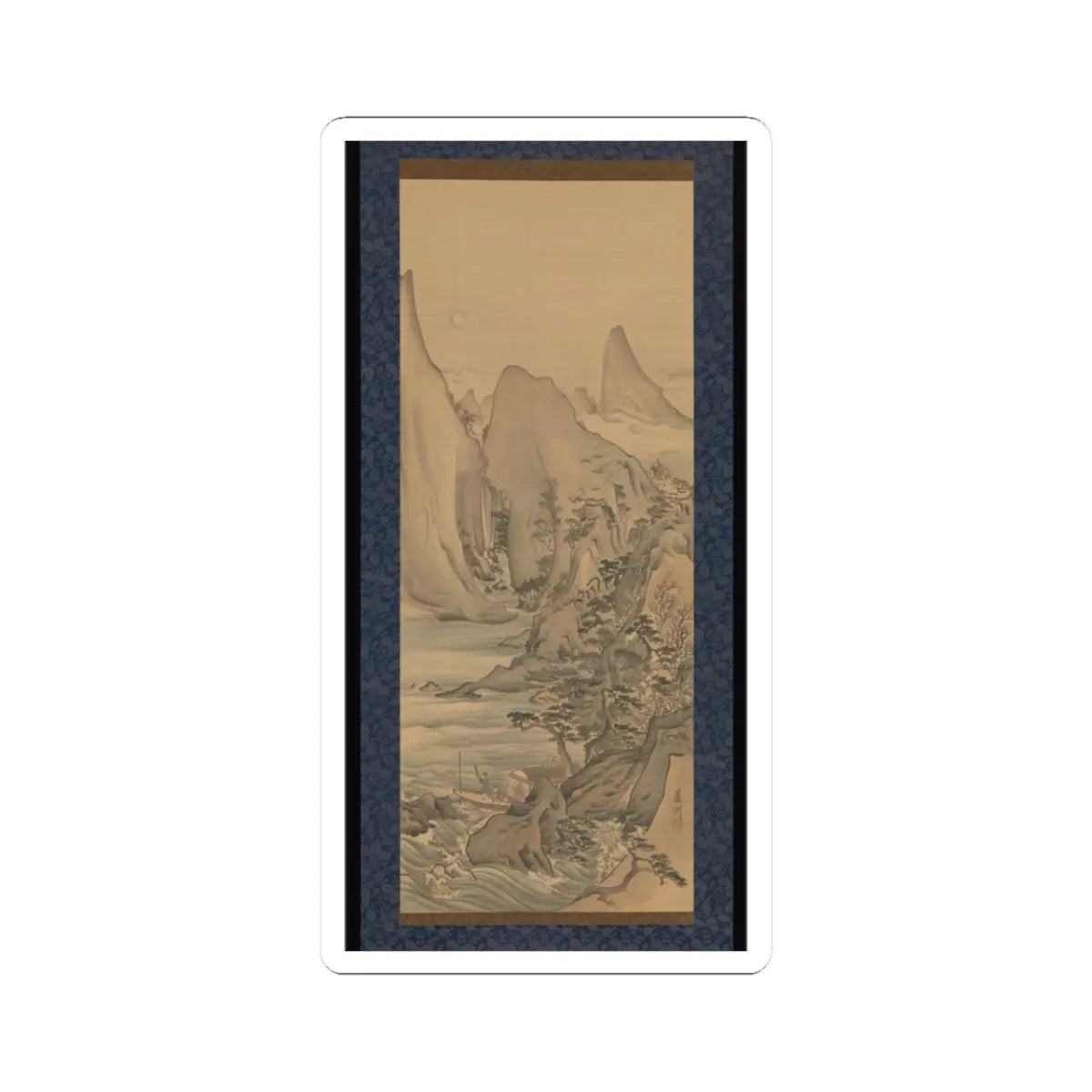 Nagasawa Roshū 長澤蘆洲 - Boat under the Moon - early 19th century v1 - STICKER Vinyl Kiss-Cut Decal