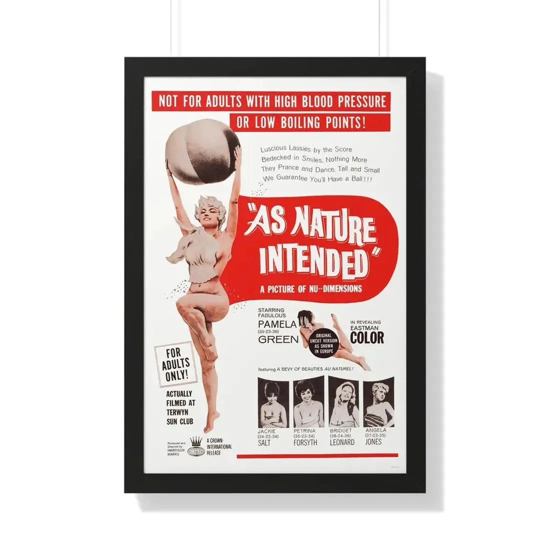 NAKED AS NATURE INTENDED 1961 - Framed Movie Poster - The Sticker Space