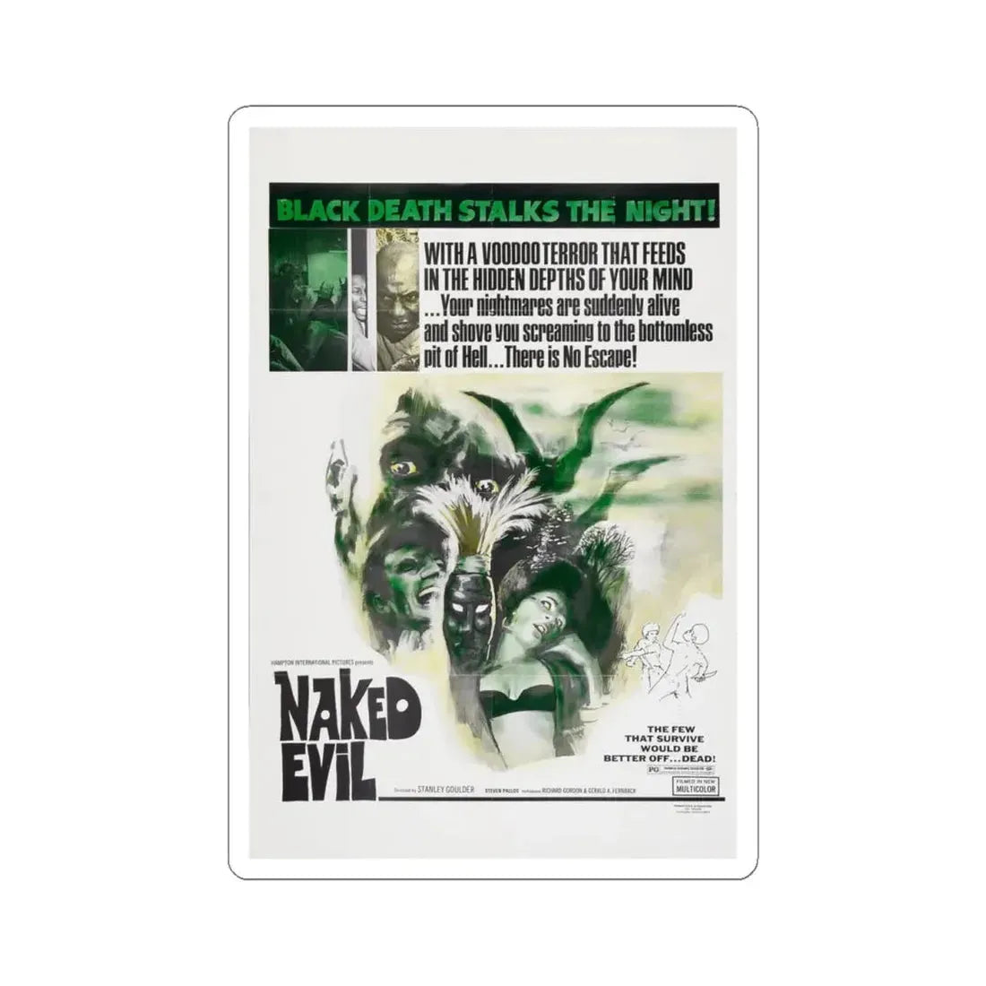 Naked Evil 1973 Movie Poster - STICKER Vinyl Kiss-Cut Decal 4 Inch White - The Sticker Space