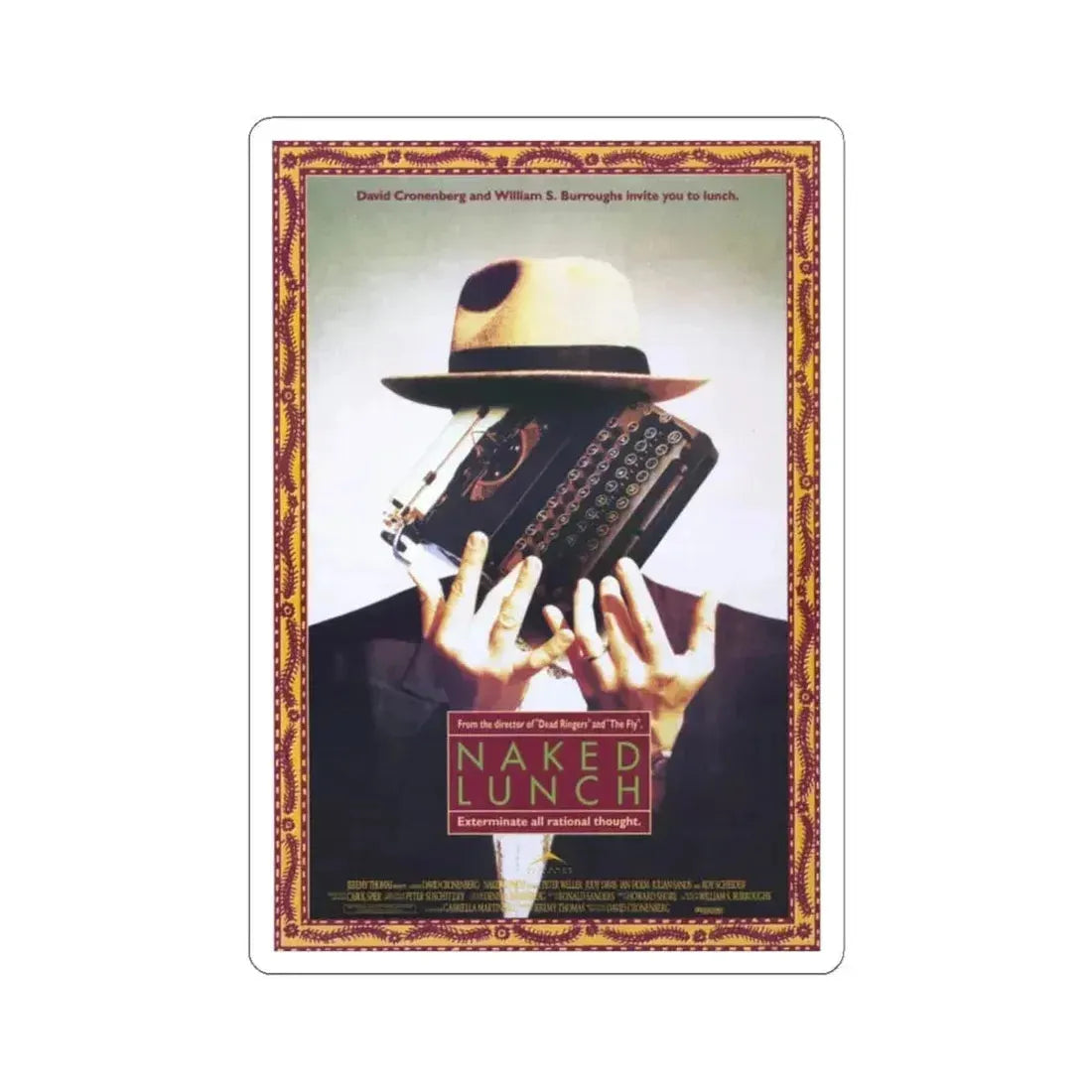 NAKED LUNCH 1991 Movie Poster - STICKER Vinyl Kiss-Cut Decal 6 Inch White - The Sticker Space