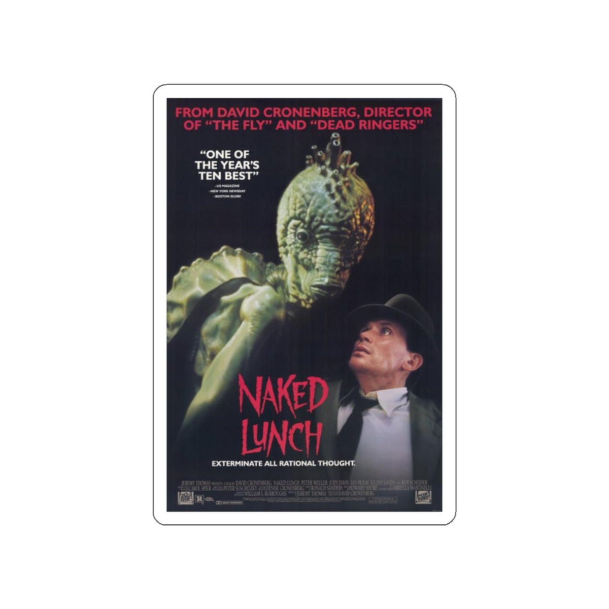 NAKED LUNCH (2) 1991 Movie Poster STICKER Vinyl Die-Cut Decal-2 Inch-The Sticker Space