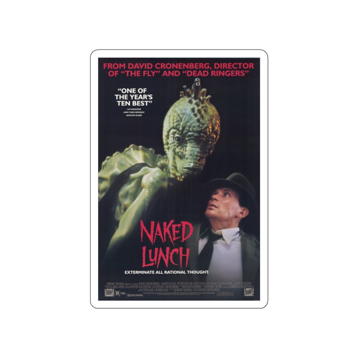 NAKED LUNCH (2) 1991 Movie Poster STICKER Vinyl Die-Cut Decal-4 Inch-The Sticker Space