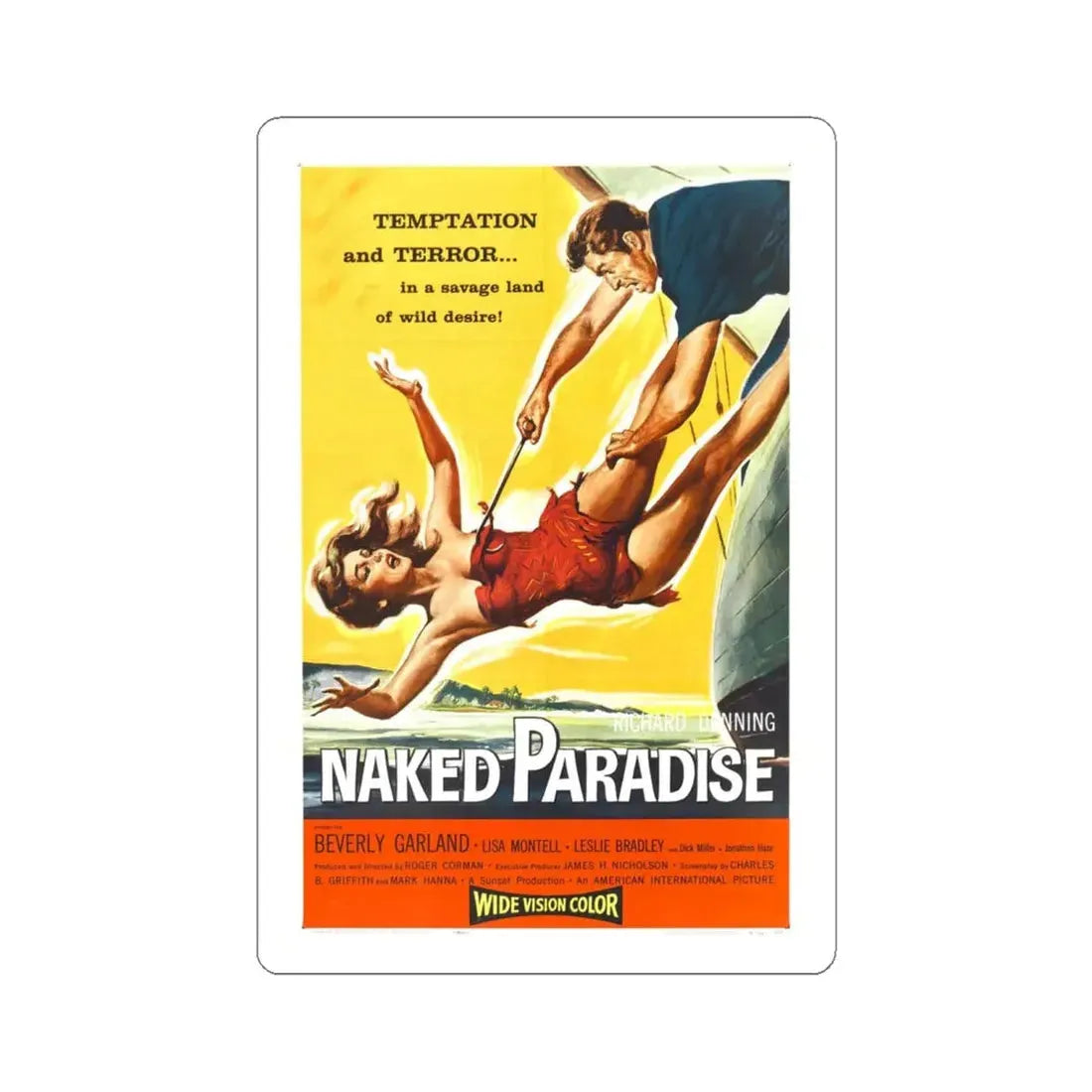 NAKED PARADISE 1957 Movie Poster - STICKER Vinyl Kiss-Cut Decal 6 Inch White - The Sticker Space