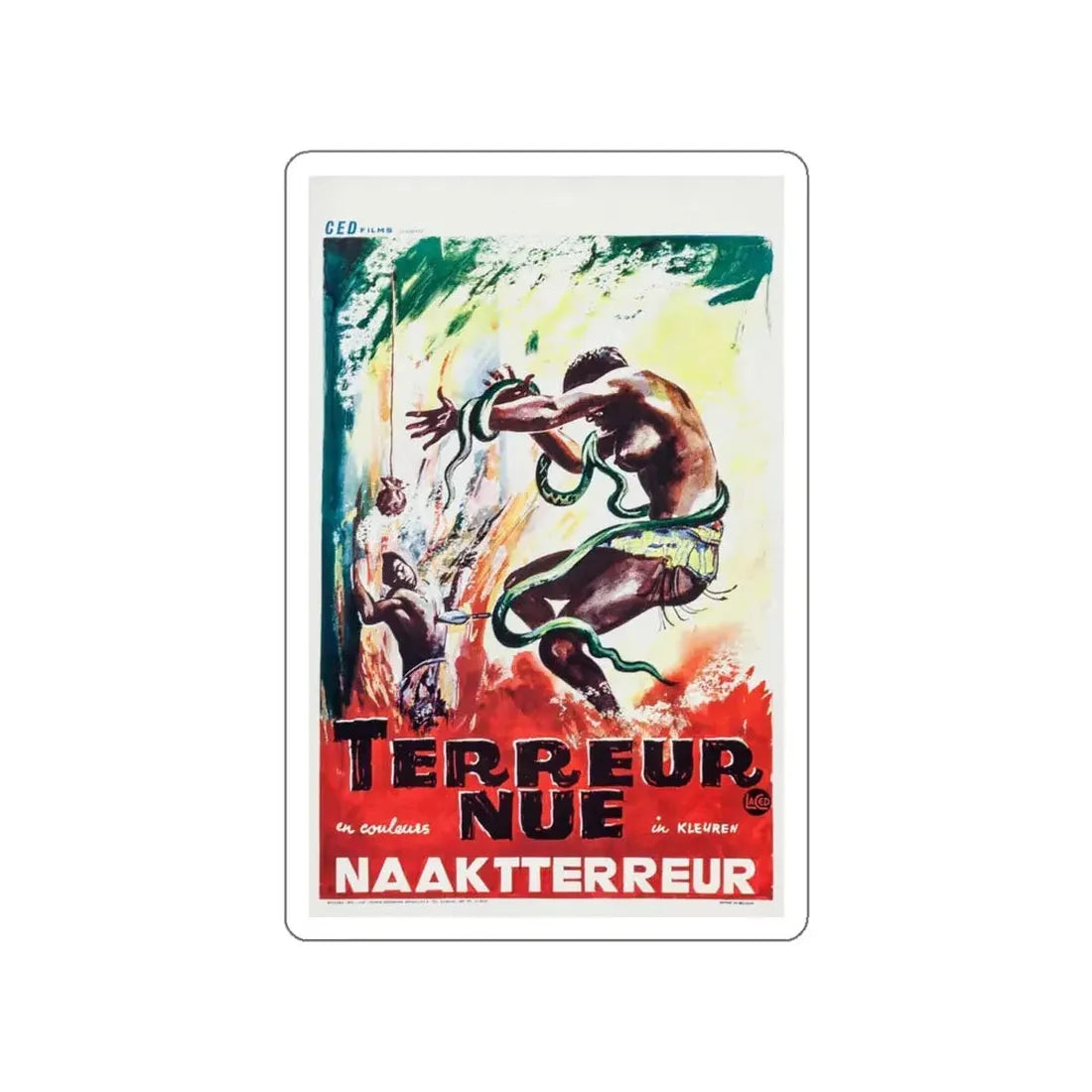 NAKED TERROR (BELGIAN) 1961 Movie Poster STICKER Vinyl Die-Cut Decal 4 Inch - The Sticker Space