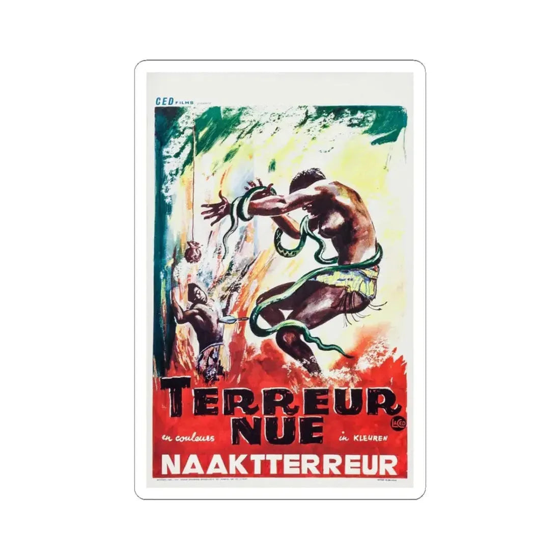 NAKED TERROR (BELGIAN) 1961 Movie Poster - STICKER Vinyl Kiss-Cut Decal 3 Inch White - The Sticker Space